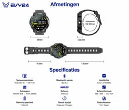 Evy24 GPS Smartwatch Amoled Pro - Sporthorloge Heren & Dames - Zelfstandige GPS/GNSS - Waterdicht - Belfunctie - Zaklamp - Kompas - Hoogtemeter - Barometer - 100+ Sportmodi - Outdoor - Groen — thumbnail 4