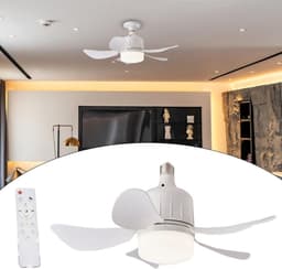 Ventilatorlamp met afstandsbediening | Compacte ventilatorlamp met afstandsbediening – 3 lichtstanden; creatieve ventilator voor thuis, op de camping, in de woonkamer of als tentdecoratie — thumbnail 3
