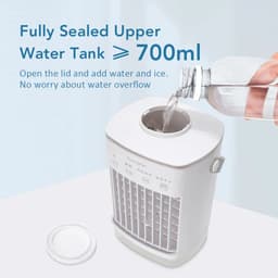 Velmio 4-in-1 Mobiele Airco Zonder Afvoerslang – Koude Luchtblazer - Ventilator - Airconditioning – 700 ml Watertank - Aircooler Met 3 Standen - Sfeerlicht — thumbnail 5
