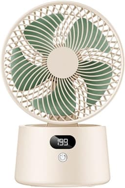 VHV - Ventilator - Tafelventilator - Bureauventilator - 199 Snelheden Draagbare Fan met Digitaal Display - Stille Tafelventilator met 90° Kanteling - Oplaadbare Ventilator voor Kantoor en Kamperen - Beige — thumbnail 1