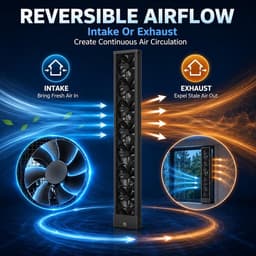 Verticale Raamventilator - Schuifraam Ventilator - Luchtcirculatie Binnen - Omkeerbare Luchtstroom - 75-80 cm - Zwart — thumbnail 2