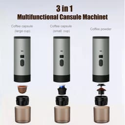 Draagbare Koffiemachine /Coffee maker voor camping, op reis of onderweg - Oplaadbaar - Zwart — thumbnail 2