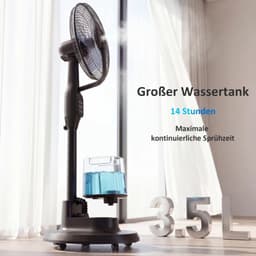 NordHaus Staande Ventilator met Sproeinevel - Mistventilator - Watergekoelde Ventilator - 70° Oscillatie - 3,5 L Zwart — thumbnail 2