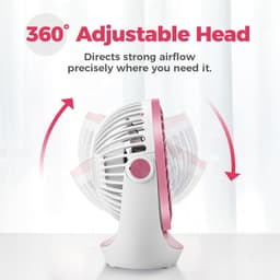 USB Tafelventilator Stil – 3 Snelheden – 360° Draaibaar – Compact en Opvouwbaar – Roze — thumbnail 4