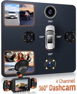 360° Dashcam - 4-camera systeem - Full HD opname - Nachtzicht - Voor Auto's — thumbnail 2