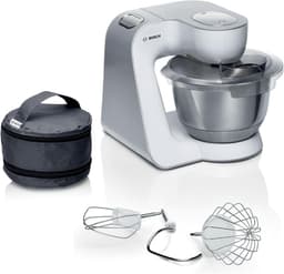 SnelShoppen - Keukenmachine 4 MUM58200, Kneedhaak, Roer- en Garde, Roestvrij Staal, 3D Roersysteem, 3,9L Kom, Wit/Zilver, Ideaal voor Bakken en Koken — thumbnail 1