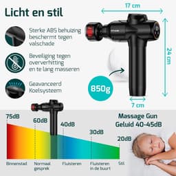 SnelShoppen - Massage Gun met Warmte- en Koudefunctie, 20 Instelbare Niveaus, Massagepistool voor Diepe Weefselmassage, 8 Opzetstukken - Schouders, Ru — thumbnail 4