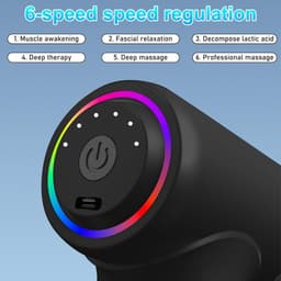 SnelShoppen - Massagepistool Draagbaar Massageapparaat 3200 tpm met Lange Steel en 4 Massagekoppen, 6 Snelheden, USB-C Opladen, Ontspannend Cadeau voo — thumbnail 2