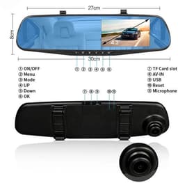 Dashcam voor Auto - Dashcam 4.3 Inch - Full HD 1080P Auto Rij Recorder - Achteruitkijkspiegel DVR - Nachtzicht, Bewegingsdetectie & Parkeermodus - 6M Achteruitrijcamera - Zonder Geheugenkaart - Zwart — thumbnail 1