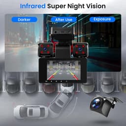 SnelShoppen - 2K Auto Dashcam 360° met 5GHz WiFi, 4 Camera's, 8 IR Nachtzicht, 3 Inch IPS Touchscreen, Loop Recording, G-Sensor, Parkeerbewaking, Acht — thumbnail 2