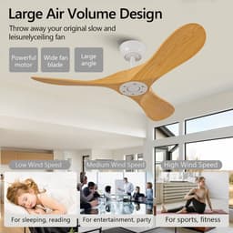 Plafondventilator 42 inch zonder verlichting - Met afstandsbediening - 6 snelheden - Omkeerbare DC-motor - 3 ABS-bladen - Geschikt voor slaapkamer en eetkamer — thumbnail 5