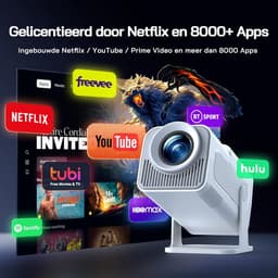SnelShoppen - Mini Projector Full HD 1080P met Android App, Draagbare Projector met WiFi en Bluetooth voor Thuisbioscoop, Automatische Verticale Corre — thumbnail 3