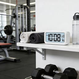 Digitale wekker voor de slaapkamer, op batterijen werkende bureauklok, digitale klok met slim nachtlampje, 12/24-uurs weergave — thumbnail 4