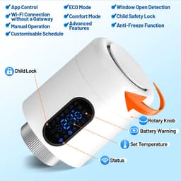 Radiator Thermostaat WiFi – Raamdetectie, Vorstbeveiliging en Kinderslot – Wit – 5-pack — thumbnail 3