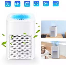 REDOM Luchtreiniger – 50 m³/u luchtzuivering – Stille werking ≤30 dB – Compact USB luchtfilter – Voor slaapkamer, woonkamer & kantoor – Wit — thumbnail 4