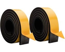 Zelfklevende Foam Tape 10M (2 Rollen van 5M) - 50mm Breed, 10mm Dik, Hoge Dichtheid Neopreen, Weerbestendige Strip, Geluidsisolatie en Schokabsorberende Oplossing