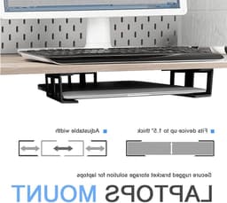 Aluminium Laptop Houder Onder Bureau met Krassenbestendige Silicone voor Laptops, Tablets en Toetsenborden - Zwart — thumbnail 5