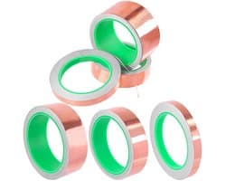 3 Rollen Kopertape met Geleidende Lijm, Dubbelzijdige Folietape voor Elektrische Reparatie en Glas-in-Lood, 3 Maten Beschikbaar (1/2 inch x 66 ft, 1 inch x 33 ft, 2 inch x 33 ft)