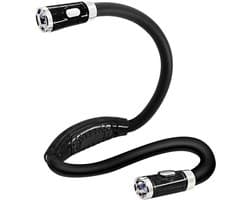 Florixa® Nekleeslamp - Leeslampje voor Boek - Neklamp met 3 Lichtstanden - LED Verlicht - 3 Kleuren - Extra Lichtn - Zwart - 10cm x 10cm x 10cm; 20 g