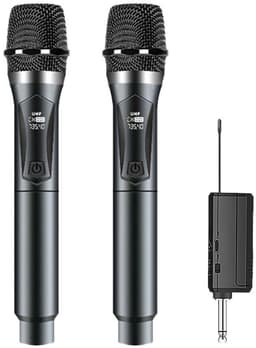 Draadloze microfoon – microfoon - Draadloos microfoonsysteem – Professionele dynamische microfoon – 60 meter zendbereik – Met oplaadbare ontvanger — thumbnail 1