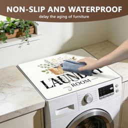Wasmachine Droger Mat - Apparaat Beschermer - Apparaten Beschermen - Waterabsorberend Antislip - 60 x 50 cm - Groen Blad Patroon — thumbnail 6