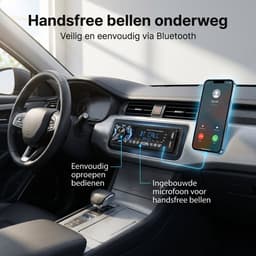 Autoradio met Bluetooth voor alle auto's - USB, AUX en Handsfree - Afstandsbediening - Verlicht - Enkel DIN Auto Radio met Ingebouwde Microfoon — thumbnail 4