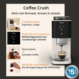 Krups Coffee Crush SA4001 - Automatische koffiemachine - Ivory - Compact 15 cm breed - Geschikt voor bonen en gemalen koffie — thumbnail 5