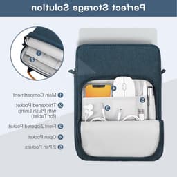 Laptophoes 15 inch voor MacBook Air, MacBook Pro en Galaxy Tab S9 Ultra - Draagtas met handvat en schouderriem, Indigo, Waterdicht en Schokbestendig — thumbnail 4