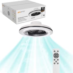 Proventa Plafondventilator met LED verlichting - Dimbaar met afstandsbediening - Plafondlampen met Ventilator & Lamp - Zwart Wit - Ventilatorlamp - Ventilatoren plafond - Plafonventilator — thumbnail 4