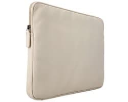 Accezz Leather Laptop Sleeve met rits - Laptop Hoes geschikt voor 13 / 13.3 / 13.6 / 14 / 14.2 inch - Beige