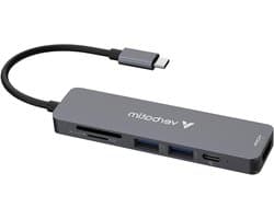 USB-C Hub - Adapter Dock - Productiviteit Vergroten - Zes Poorten - 6 Poorten - Grijs