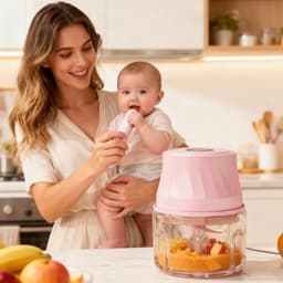 Voedsel Hakker - Keukenmachine Mini - Snel Ingrediënten Snijden - Draadloos Eenknopsbediening - 350ml Capaciteit - Roze — thumbnail 2