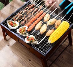 Daity 1 stuk - Houtskoolbarbecue – Draagbare tafelgrill, camping- & picknickgrill – Afneembare, inklapbare minigrill voor buiten, terras en camping (Klein) – Zwart — thumbnail 2