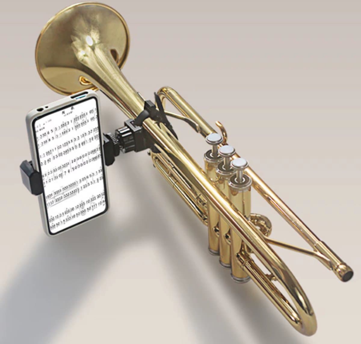 Universele Lier Telefoonhouder voor Blaasinstrumenten – Stevige Smartphone Standaard voor Trompet, Klarinet & Saxofoon – Marching Band Muzieklyra – 1 Stuk — afbeelding 1