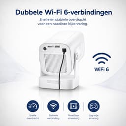 Mini Beamer met WiFi 6, Bluetooth 5.4 en 4K ondersteuning - Thuisbioscoop - Smart Projector 1080P Zwart — thumbnail 4