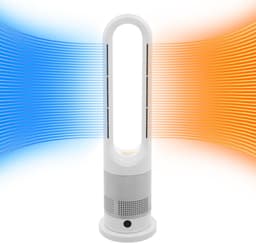 Torenventilator - Bladeless fan staand - Comfortabel binnenklimaat - Dubbele modus koelen verwarmen - 80° oscillatie - Wit zilver — thumbnail 4