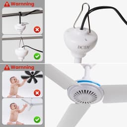 Plafondventilator - Mini Plafondventilator - Stille Ventilator - USB Aangedreven - Geschikt voor Reizen en Kamperen - Wit — thumbnail 4