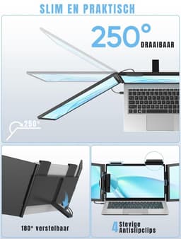 AHD® Professionele Portable Monitor - USB-C - 14 Inch - Double Draagbare Monitor - Portable Monitor Voor Laptop - Zwart - 1cm x 34cm x 21cm — thumbnail 3