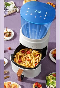 Heteluchtfriteuse Oven - Olievrije Frituurpan - Gezond Koken - Snelle Luchtcirculatie - 8 Liter Inhoud - Zwart — thumbnail 5