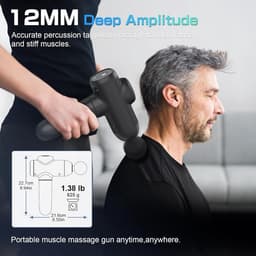 Massagepistool - Spierherstel Apparaat - Spierpijn Verlichten - 30 Snelheden 6 Koppen - 12mm Diepte - Zwart — thumbnail 3