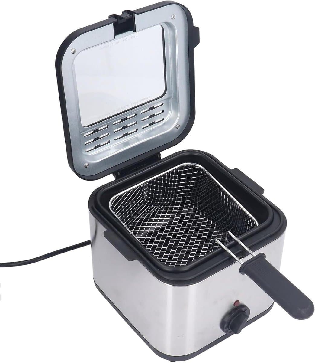 Elektrische Friteuse 2,5 L 1000 W, Roestvrijstalen Friteuse voor Gezinsgebruik, Instelbare Temperatuur, Gemakkelijk Schoon Te Maken (-3113240005111) — afbeelding 1