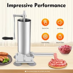 Cellista Worstvuller 3 Liter - Handmatige Worstmaker RVS - Worstpers - Worststuffer - 4 Vulbuizen - Keuken Slagerij - Worst — thumbnail 5
