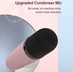 Mini Karaoke Machine voor Kinderen en Volwassenen – Bluetooth Karaoke Speaker met 1 Draadloze Microfoon – Roze – 4 Stemvervormers – TF/AUX – Oplaadbaar — thumbnail 4