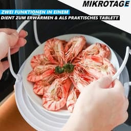 Magnetron Standaard - Magnetron Tray - Twee Maaltijden Verwarmen - Stapelbare Functie - 23.5 cm Diameter - Wit — thumbnail 4