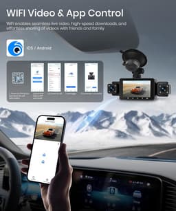 Dashcam 4 Kanaals - Auto Camera WiFi - Verkeersincidenten Vastleggen - 360 Graden Opname - 150 Graden Kijkhoek - Zwart — thumbnail 5
