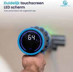 CleanWise Rita Flex – Steelstofzuiger Draadloos met Gebogen Stang & Kruimeldieffunctie – Zonder Zak op Accu – 30kPa Zuigkracht – Groene Laser – HEPA 14 Filter – Tot 60 Min Accuduur – Voor Huisdierharen – Nederlands Product — thumbnail 5