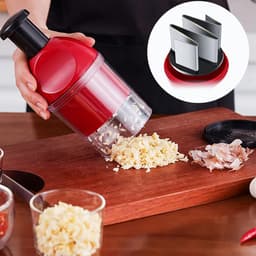 Mini Keukenmachine - Groente Hakker - Snel Ingrediënten Snijden - Roestvrij Staal - Handmatig - Zilver — thumbnail 2
