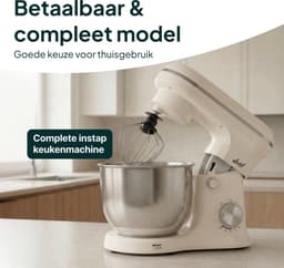 Keukenmachine - Mixer Kom - Bakken Maken - 1500W Krachtige Motor - 5L Kom - Creme — thumbnail 5