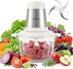 Elektrische Hakmolen - Keukenmachine Mini - Snel Ingrediënten Snijden - 4 Roestvrij Staal Messen - 1.8 Liter - Wit — thumbnail 1