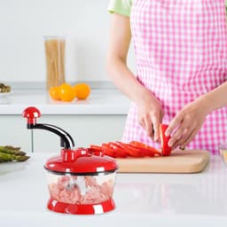 Handmatige Groentehakselaar - Keuken Hulp - Maaltijd Voorbereiding - Efficiënte Capaciteit - 14x19.5 cm - Wit — thumbnail 3